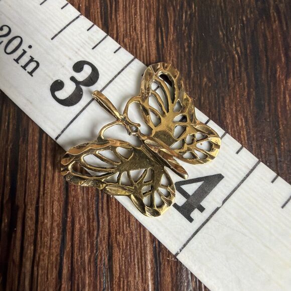 Vintage Gold over Sterling Butterfly Pendant NF 925 Thailand .9 X .8” 1.4g - Picture 11 of 12